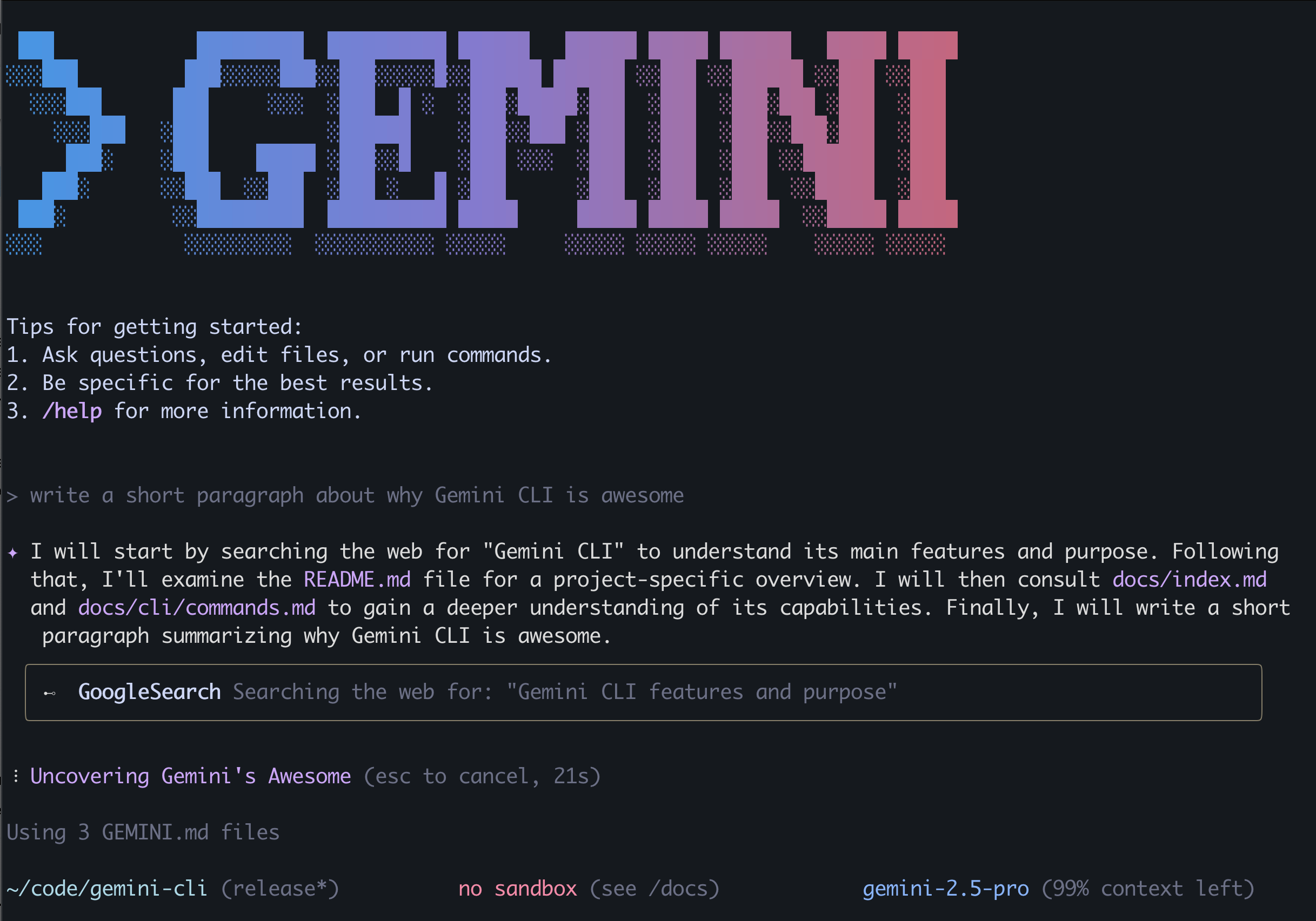 Gemini CLI Screenshot